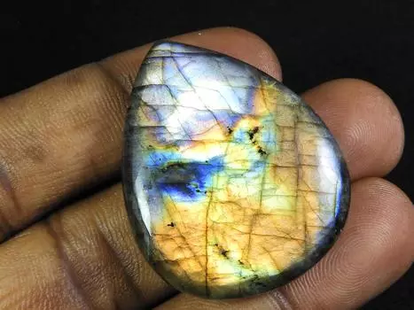 ВЫСШИЙ КЛАСС!! НАТУРАЛЬНЫЙ ЛАБРАДОРИТ ФИОЛЕТОВЫЙ КАБОШОН ГРУШИНОЙ, ДРАГОЦЕННЫЙ КАМЕНЬ РОССЫПЬЮ 82 КАРТА. ЕТ-431