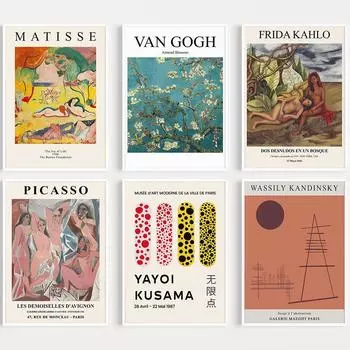 Выставка Анри Матисса, плакаты на скандинавскую тему и принты, настенная живопись на холсте, настенные картины Ван Гога для декора гостиной 21x30cm No Framed