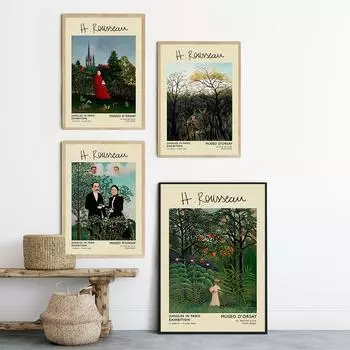 Выставка «Репаст Руссо», настенная живопись, плакат с принтом цветов, тропический лес, холст, картина для гостиной, домашний декор A4 21x30cm no frame зелёный