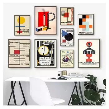 Выставка Веймера 1923 года, абстрактное искусство, современное искусство, настенная живопись на холсте, шелковый постер, домашний декор G689, Bauhaus Ausstellung 21cm30cm NoFrame