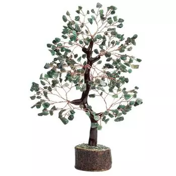 Выставочное денежное дерево на удачу, украшение, подарочный предмет - 10-12 дюймов (Медная проволока цвета зеленого авантюрина)