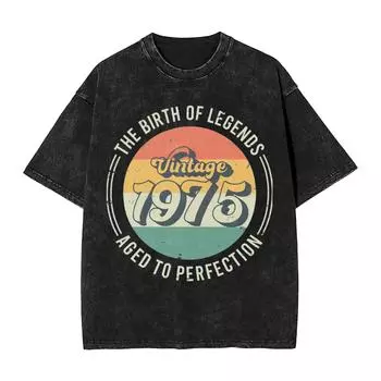 Выстиранная футболка винтаж 1975 года Сделано в 1975 году Винтажная футболка оверсайз уличная одежда с коротким рукавом летние топы футболки мужские женские S