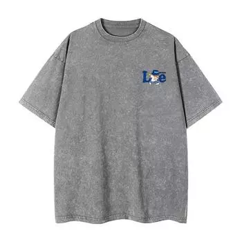 Выстиранный чистый хлопок, высокое качество, модная одежда унисекс с коротким рукавом корейского бренда S