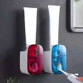 Выжималка для зубной пасты без дырокола Настенная выжималка для зубной пасты Ванная комната Коробка для зубной пасты Kawaii Аксессуары для ванной комнаты бордовый