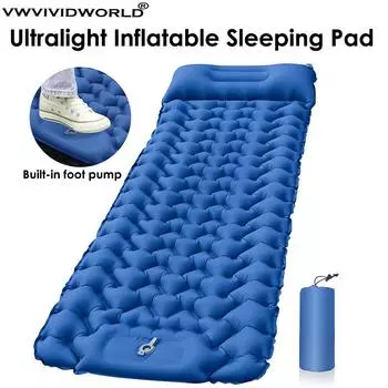 Матрас для кемпинга VZ Outdoor Thicken, сверхлегкий надувной спальный коврик со встроенным насосом для подушек, надувной коврик для пешего туризма