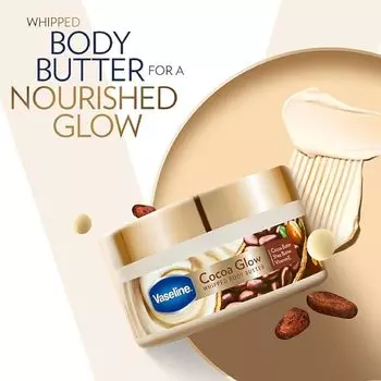 Взбитое масло для тела Vaseline Cocoa Glow, 180 г. Какао и масло ши для сияющей мягкой кожи 180 g