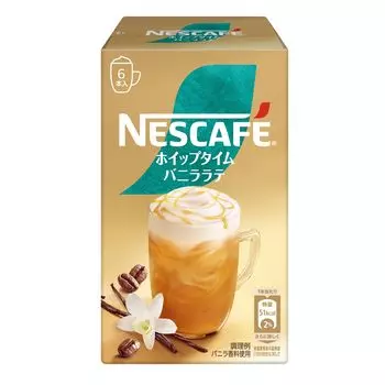 Взбитый кофе «Time Vanilla Latte» 6 шт. в индивидуальной упаковке Nescaf (10,7 г/л), коробка, палка,