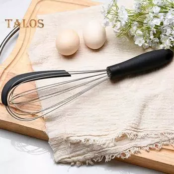 Взбивалка для яиц, дизайн с подвесным отверстием, кухонная посуда, не содержащая BPA, полезный портативный венчик для яиц, жидкая лопаточка, инструмент для десерта, ежедневное использование чёрный