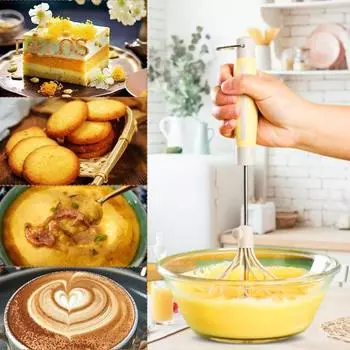Взбивалка для яиц из нержавеющей стали, полуавтоматический венчик для яиц, нажимная ручка, вращающаяся мешалка для яиц, миксер для крема, инструмент для взбивания пасты, блендер для соуса, кухонные гаджеты серый