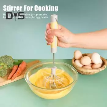 Взбивалка для яиц из нержавеющей стали, полуавтоматический венчик для яиц, нажимная ручка, вращающаяся мешалка для яиц, миксер для крема, инструмент для взбивания пасты, блендер для соуса, кухонные гаджеты серый