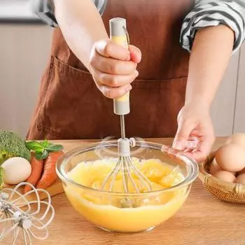 Взбивалка для яиц из нержавеющей стали, полуавтоматический венчик для яиц, нажимная ручка, вращающаяся мешалка для яиц, миксер для крема, инструмент для взбивания пасты, блендер для соуса, кухонные гаджеты