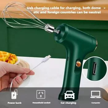 Взбиватель для яиц Электрический бытовой небольшой автоматический миксер для взбивания сливок перезаряжаемый электрический взбиватель для яиц для выпечки зелёный