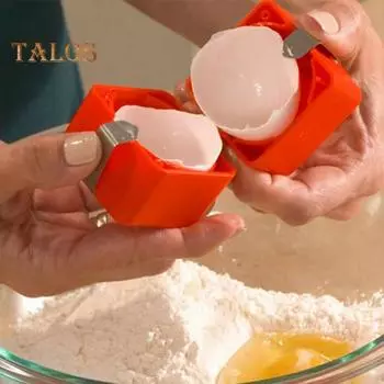 Взбиватель яиц Открывалка для яиц Крекер для разбивания яиц Инструмент для разбивания кубиков Разделитель яиц Легкий ручной Крекер для яиц Универсальный простой кухонный гаджет для разбивания яиц оранжевый