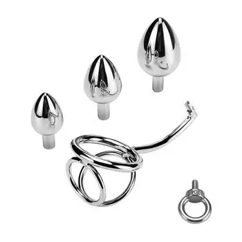 Взрослая игрушка пенис секс-игрушки мужские товары прибор SM металлическая анальная пробка кольцо для пениса анальный крючок комбинация Three-Ring Hook40Sin