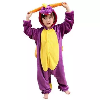 Взрослая Унисекс Пижама-кигуруми Животное Дракон Косплей Маскарадный костюм Одежда для сна For Kids,110cm