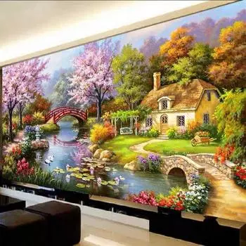 Взрослые дети 5d алмазная живопись круглый алмаз полный алмаз спальня столовая Алмазная вышитая мозаика художественная наклейка пейзажная живопись 100-50CM белый