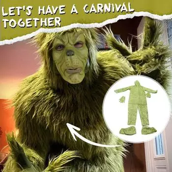 Взрослые Дети Рождественские костюмы для косплея Костюмы для ролевых игр на вечеринку Рождественские подарки XXL зелёный