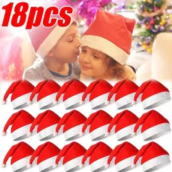 Взрослые Дети Рождественские шапки Нетканый материал Санта-Клаус Рождественские шапки Кепка Веселого Рождества Нового года Праздничное украшение для вечеринки Подарки Adult version-1pcs
