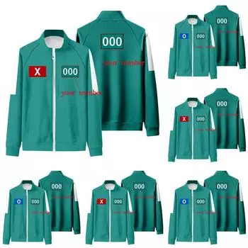 Взрослые DIY Повседневная мода Печать Длинный рукав Молния Толстовки Топ L темно-зеленого