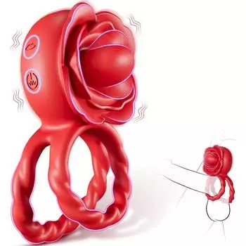 Взрослые игрушки Rose Penis Ring с 10 вибрирующими узорами языка, вибрирующее кольцо для пениса, вибратор для пениса, стимуляция точки G, взрослые секс-игрушки