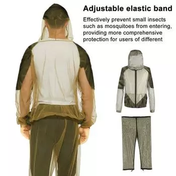 Взрослые комариные костюмы дышащая сетчатая куртка с капюшоном брюки для мужчин и женщин летняя уличная кемпинговая полная защита тела мухи комариная сетка одежда Sets