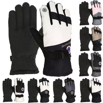 Взрослые лыжные перчатки, зимние теплые и морозостойкие перчатки One Size