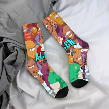 Взрослые Мужские Носки Аллен Инопланетянин Непобедимый Аниме Чулки Осень Смешные Теплые Мягкие Носки с Принтом Альпинистские Нескользящие Носки One Size