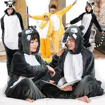 Взрослые пары, пижамы кигуруми с волком и лягушкой, комбинезон для сна, красивый костюм для косплея, пижамы, ночная рубашка, комбинезон для женщин и мужчин