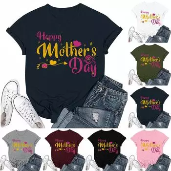 Взрослые Повседневные Ежедневные Круглый вырез с принтом Короткие рукава Футболка Топ с буквами S чёрный