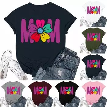 Взрослые Повседневные Ежедневные Круглый вырез с принтом Короткие рукава Футболка Топ с буквами XL зелёный