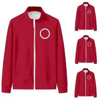 Взрослые Повседневные Модные Принты Длинные Рукава Молнии Толстовки Топ L красный