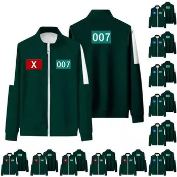 Взрослые Повседневные Модные Принты Длинные Рукава Молнии Толстовки Топ L армия зеленый