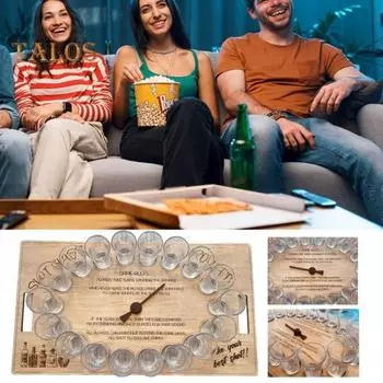 Взрослые Шот Рулетка Алкогольная Игра От 2 до 8 Игроков Интерактивная Деревянная Алкогольная Игра Настольная Семейная Вечеринка Девичник Мальчишник Вечеринка Игра Ночной Реквизит