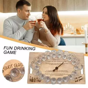 Взрослые Шот Рулетка Алкогольная Игра От 2 до 8 Игроков Интерактивная Деревянная Алкогольная Игра Настольная Семейная Вечеринка Девичник Мальчишник Вечеринка Игра Ночной Реквизит