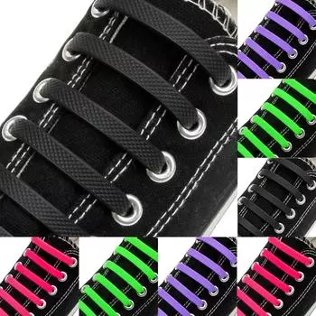 Взрослые силиконовые шнурки I-образной формы без завязывания, эластичные, креативные One Size чёрный