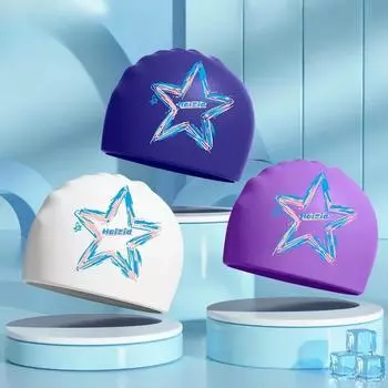 Взрослые силиконовые водонепроницаемые шапочки для плавания с принтом для женщин и мужчин, большие шапочки для плавания с длинными волосами, аксессуары для плавания