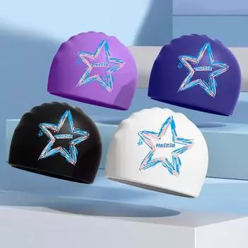 Взрослые силиконовые водонепроницаемые шапочки для плавания с принтом для женщин и мужчин, большие шапочки для плавания с длинными волосами, аксессуары для плавания