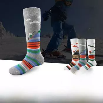 Взрослые теплые лыжные носки : Плотная, влагоотводящая ткань с махровой подошвой для альпинизма и пешего туризма. One Size 39-44 серый