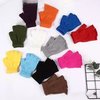 Взрослые унисекс тонкие трикотажные перчатки с полупальцами для работы, письма, езды на велосипеде на открытом воздухе и холодной погоды светло-серый