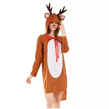 Взрослые женщины сексуальные пижамы с оленями Рождественский костюм комбинезон платье M