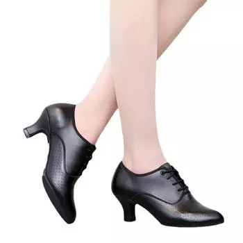 Взрослые женские уличные туфли на среднем каблуке на резиновой подошве для квадратных танцев, уличная обувь для современных танцев 34 чёрный