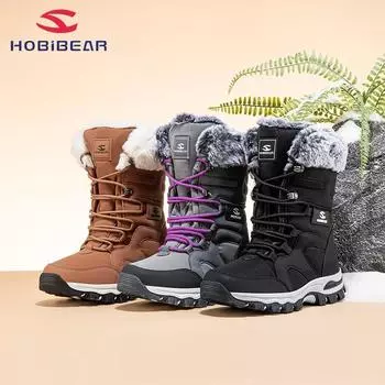 Взрослые зимние ботинки HOBIBEAR, зимние мужские плюшевые теплые ботинки, женские уличные ботинки из толстого хлопка 37 чёрный