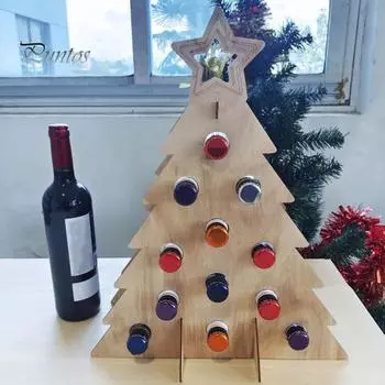 Взрослый Адвент-календарь, ликерное дерево, деревянная стойка для бутылок вина, рождественский календарь обратного отсчета, декор, мини-держатель для бутылок для домашнего декора