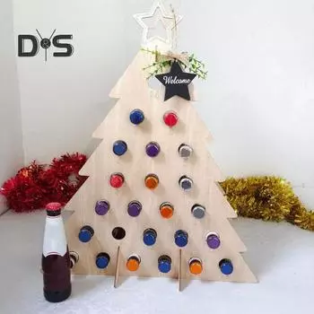 Взрослый Адвент-календарь, ликерное дерево, деревянная стойка для бутылок вина, рождественский календарь обратного отсчета, декор, мини-держатель для бутылок для домашнего декора