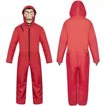 Взрослый повседневный комбинезон на молнии с капюшоном для косплея L красный