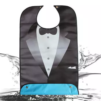 Взрослый ПВХ Печать Ткань Регулируемый Нагрудник Для Мужчин Пациентов Black_33.85x18.11inch