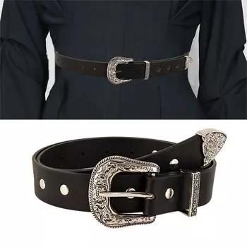 Взрослый регулируемый поясной ремень с уникальной рельефной пряжкой, поясной ремень из искусственной кожи для поклонников рока, износостойкий чёрный