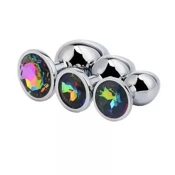 Взрослый секс-продукт Металлический секс-продукт Обычный костюм SM Секс-игрушки для пары Анальный расширитель Round Silver SuitRando