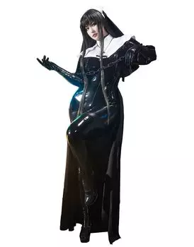 Взрослый сексуальный милый монахиня сестра маленький дьявол дьявол ведьма боди косплей костюм трансформация маскировка [Miccostumes] женский (XL) чёрный
