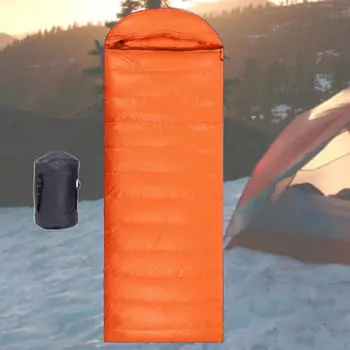 Взрослый спальный мешок-конверт для кемпинга, с чехлом для переноски оранжевый